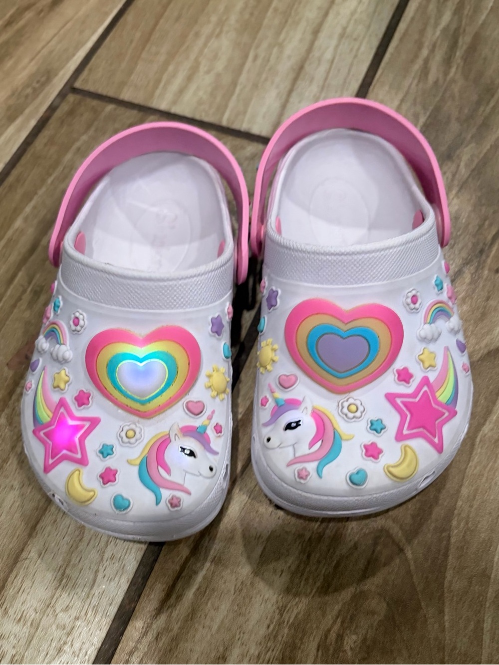 Kids Skechers Unicorn Heart Clogs - White and Pink